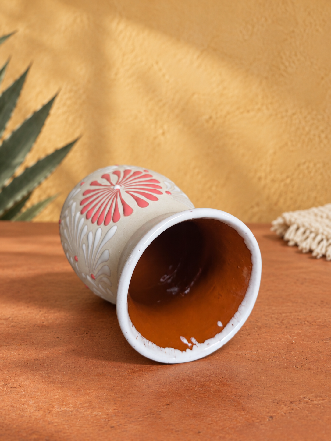 Pink & White Talavera-Inspired Ceramic Vase – Made in Mexico